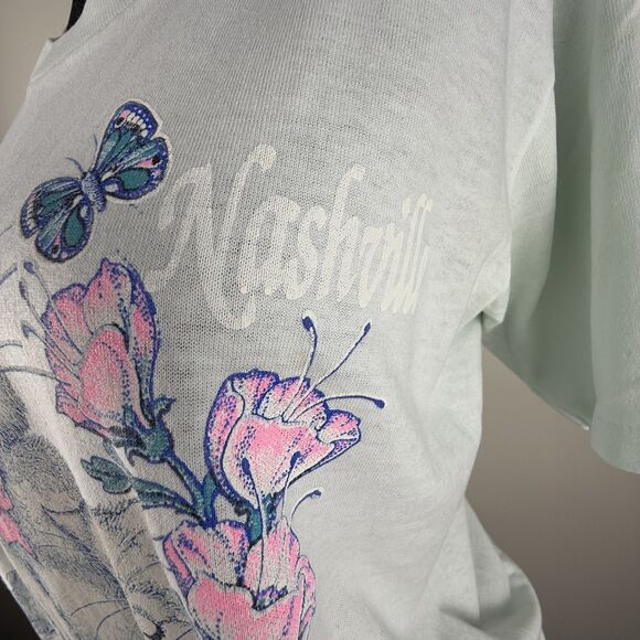 80s/90s Vintage Graphic Cat T-Shirt Pastel Kawaii Kitten | Made in USA - Picture 6 of 14